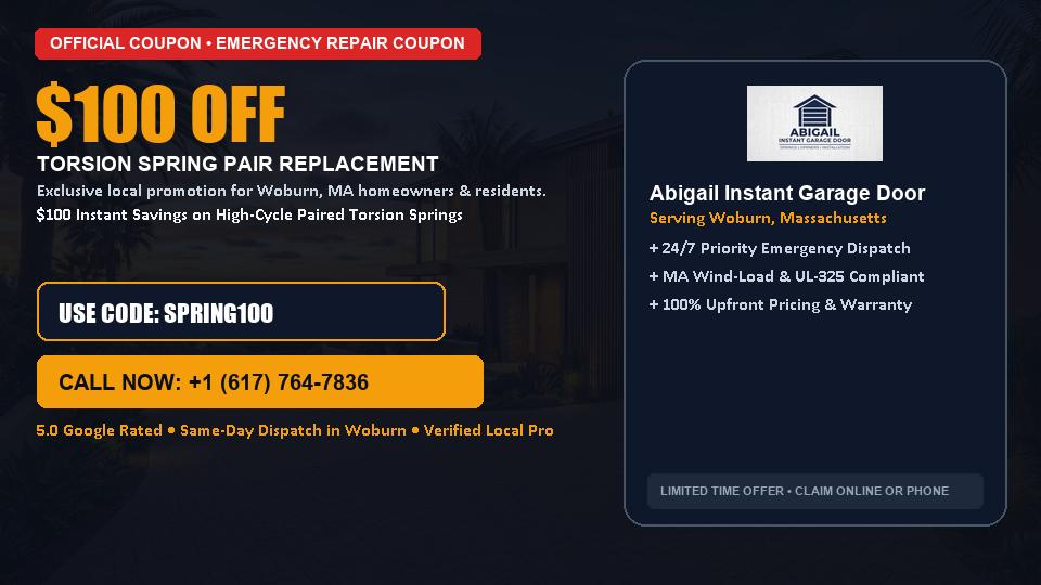 Abigail Instant Garage Door $100 OFF Dual Torsion Spring Replacement